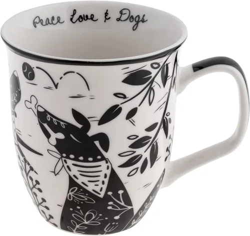 Vista 8 de Karma Gifts - Taza bohemia de 16 onzas, color blanco y negro, diseño de abeja, bonita taza de café y té, tazas de café de cerámica para mujeres