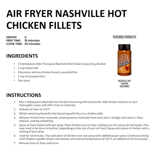 Vista 3 de Olde Thompson Nashville - Condimento de pollo caliente, especia de pollo caliente, 7.5 onzas