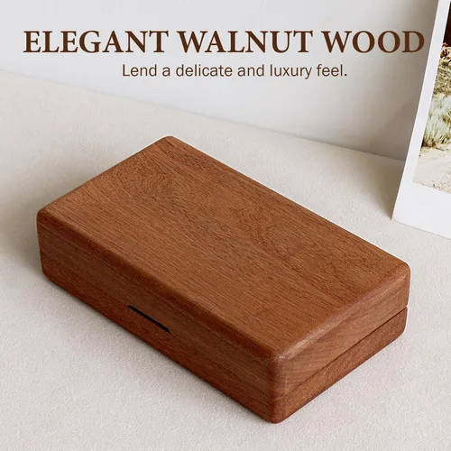 Vista 8 de LadyRosian Joyero pequeño de madera Mini joyero de viaje de madera, organizador portátil para anillos, aretes, collares y pulseras, almacenamiento