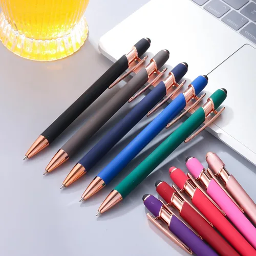 Vista 6 de 12 unidades 2 en 1 bolígrafo con punta de lápiz capacitivo, 1,0 mm de tinta negra, bolígrafo metálico con punta de lápiz capacitivo para pantallas