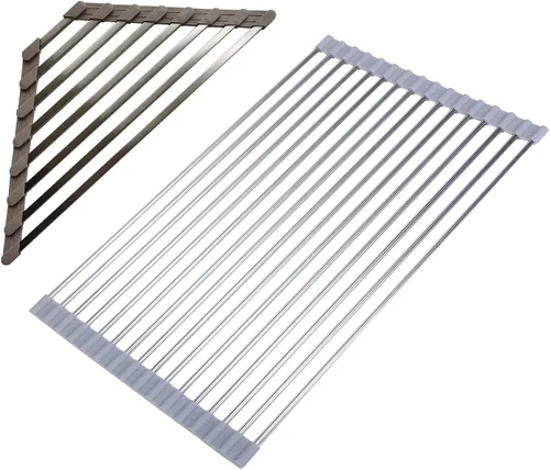 Vista 12 de Ahyuan Escurridor de platos de esquina para fregadero sobre el fregadero, escurridor de platos de esquina, escurridor de platos de esquina SUS304