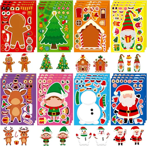 Vista 2 de SmilinFit Calcomanías de Navidad, rellenos de calcetines para niños pequeños, manualidades de Navidad para niños, suministros de recuerdos