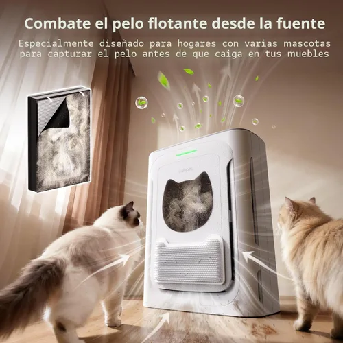 Vista 2 de uahpet Purificador de aire para mascotas para el hogar, reduce el pelo de las mascotas, la caspa, los olores, el polvo y el humo para habitaciones