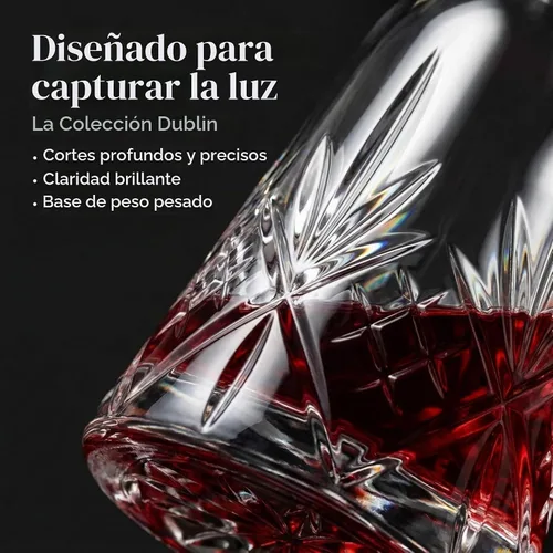 Vista 2 de Godinger Decantador de vino, decantador de whisky, colección Dublin Crystal