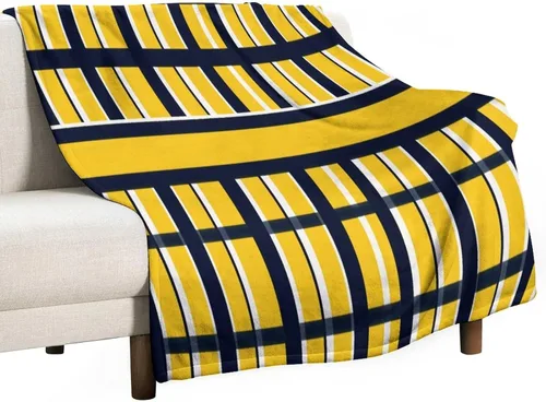 Vista 50 de Manta de rayas náuticas amarillas y azul marino, moderna, ultrasuave, manta de microfibra para sofá, cama para niños y adultos, 30 x 40 pulgadas