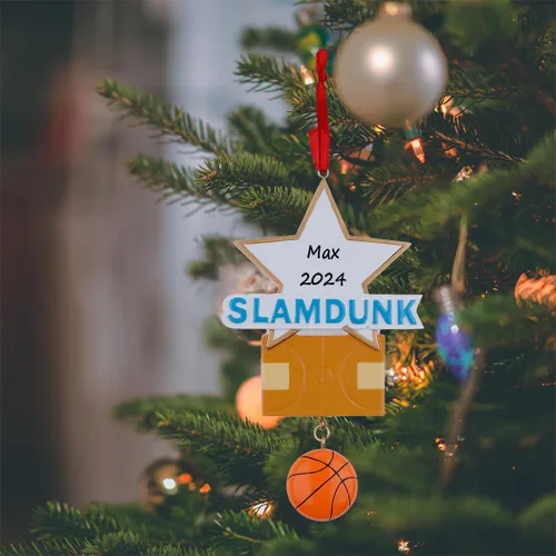 Vista 2 de MAXORA Adorno personalizado de estrella de baloncesto – Adorno de Navidad para jugador de baloncesto profesional, niños, amantes de los deportes