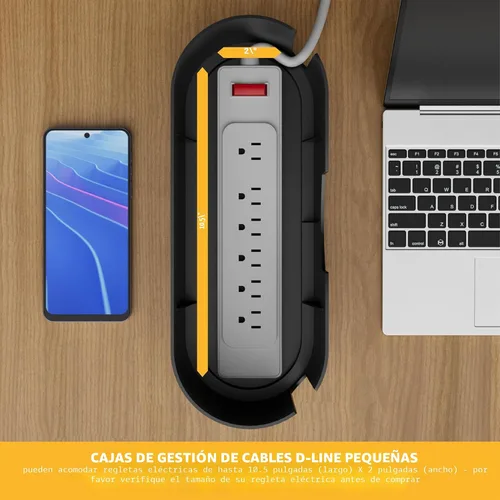 Vista 3 de D-Line Caja de gestión de cables, cubierta de regleta de alimentación, ocultador de toma de piso, organizador de cables de escritorio, ocultar