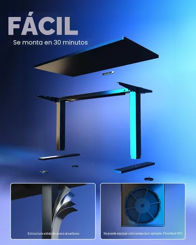 Vista 8 de FLEXISPOT EN1 - Escritorio de pie de una pieza, 40"x24" de escritorio sin costuras, eléctrico, altura ajustable para oficina en casa, salas de Negro