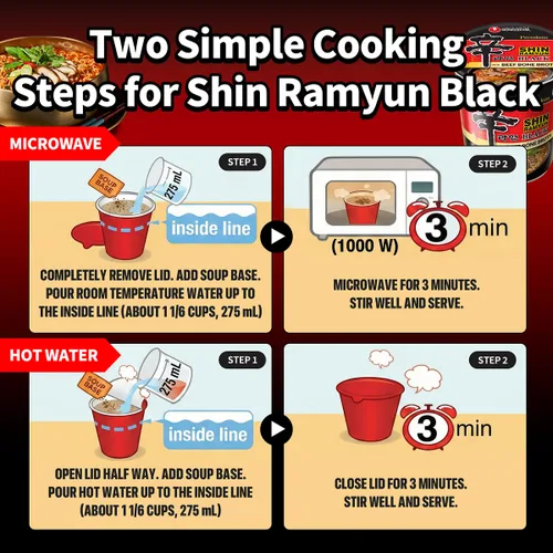 Vista 6 de Nongshim Taza de fideos Ramen instantáneos Shin Black Premium, paquete de 6, verduras gruesas y carne de res real, mezcla de sopa de ramen