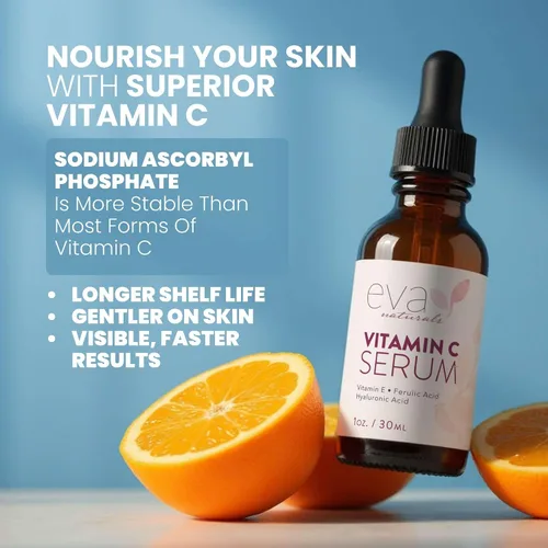Vista 5 de Suero de vitamina C al 20% para la cara, suero facial de vitamina C pura para arrugas, acné, piel seca y manchas oscuras, suero facial de vitamina C