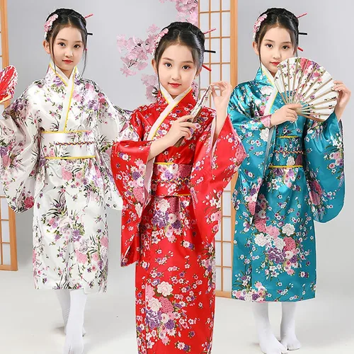 Vista 2 de Vestido de bebé para niña, traje tradicional japonés, ropa de verano, kimono floral, ropa de verano