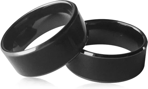 Vista 5 de RFID Rewritable Dual Frequency In One ID T5577&IC CUID Black Ceramics Smart Finger Ring Wear for Men or Women