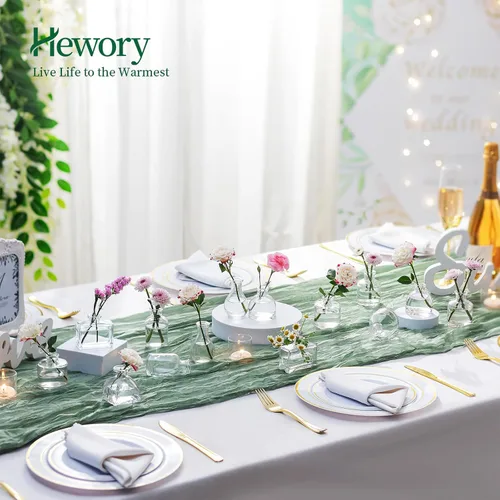 Vista 5 de Hewory Jarrones pequeños para centros de mesa: 42 piezas de jarrón de vidrio pequeño a granel - Jarrones pequeños transparentes para boda, baby
