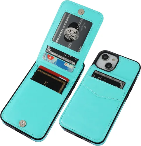 Vista 28 de KIHUWEY Funda Cartera Compatible con iPhone 13 con Soporte para Tarjetas de Crédito, Cierre Magnético de Cuero Premium con Soporte, Funda Protectora