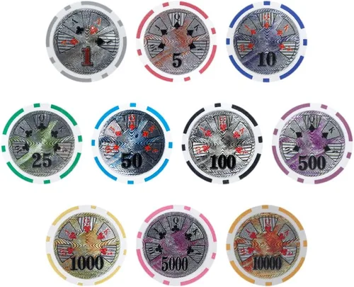 Vista 4 de Brybelly Ben Franklin Poker Chip - Compuesto de arcilla pesada de 0.49 oz, paquete de 50