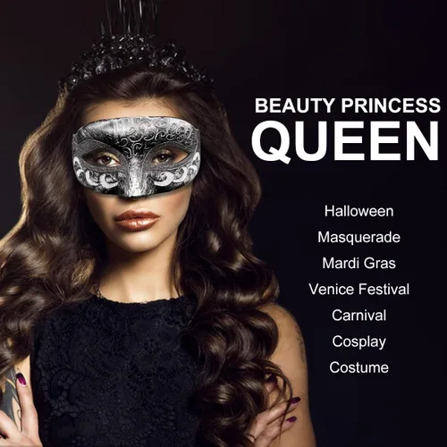 Vista 5 de Máscara veneciana para hombres y parejas, máscara veneciana para Halloween, Mardi Gras, fiesta, baile de graduación