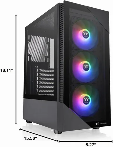 Vista 7 de Thermaltake View 200 TG ARGB Motherboard Sync ATX Caja de computadora de torre media de vidrio templado con ventilador ARGB frontal de 0.118 x 4.724