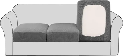 Vista 12 de Fundas para sofá seccional, 1 funda para diván en forma de L, funda separada para sofá seccional izquierdo y derecho (1 diván, gris claro)