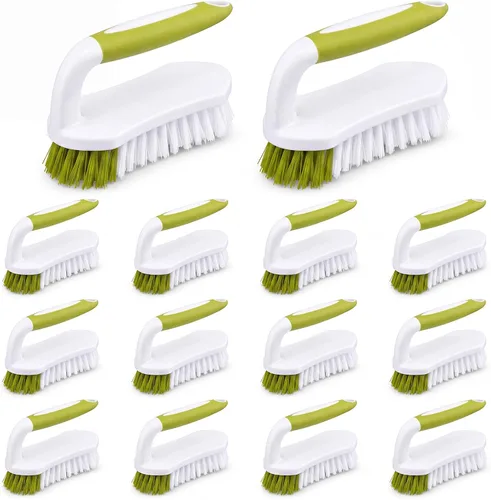 Vista 13 de Lallisa 12 piezas de cepillos para limpieza con mango cómodo de agarrar, resistente, cerdas rígidas, flexibles, cepillos a granel para ducha, baño