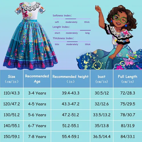 Vista 6 de Encanto Costume Dress For Girls Kids Princess Dress Up Clothes For Halloween Cosplay Birthdays As Girls Outfits Gifts