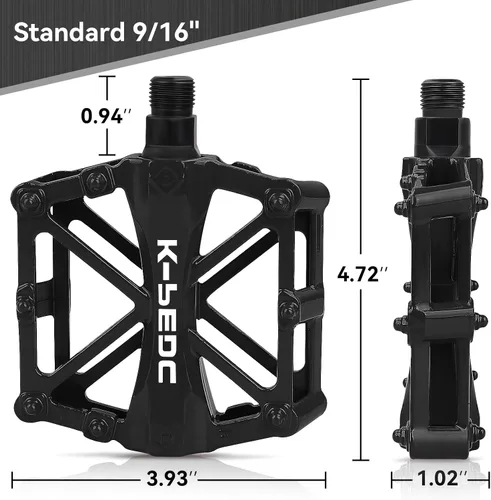 Vista 2 de TXJ Sports Pedales de bicicleta 9/16 "Pedales de bicicleta de montaña, pedales de plataforma ligeros de aluminio para bicicletas de carretera BMX MTB