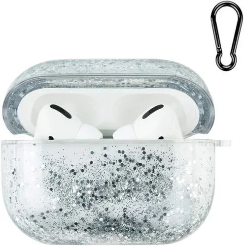 Vista 10 de Funda transparente compatible con AirPods 1 y 2, hermoso diseño de lazo colorido con pulsera de perlas de lujo, ultrafina, funda protectora de RosaA