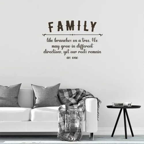 Vista 5 de Adhesivo decorativo para dormitorio, diseño de ramas familiares en un árbol, calcomanía de vinilo para pared del hogar, decoración de pared