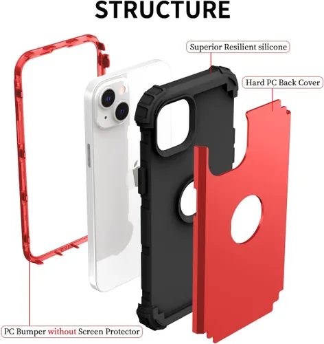 Vista 6 de Ankoe Funda para iPhone 14 Plus, resistente, protección contra caídas, policarbonato duro, silicona suave, combo híbrido de protección contra