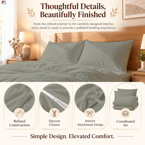 Vista 117 de ARlinen Juego de funda de edredón de tamaño individual, 100% algodón egipcio, juego de ropa de cama de 3 piezas con cierre de cremallera, incluye 1