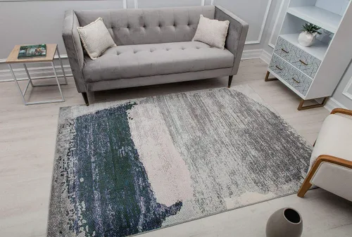 Vista 3 de CosmoLiving by Cosmopolitan Melyna MA25A - Alfombra abstracta contemporánea de satén plateado, 2 pies 6 pulgadas x 4 pies