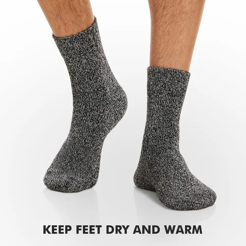 Vista 4 de 6 pares de calcetines de lana para hombre, calcetines de invierno suaves y cálidos, calcetines de senderismo de lana suave, calcetines casuales