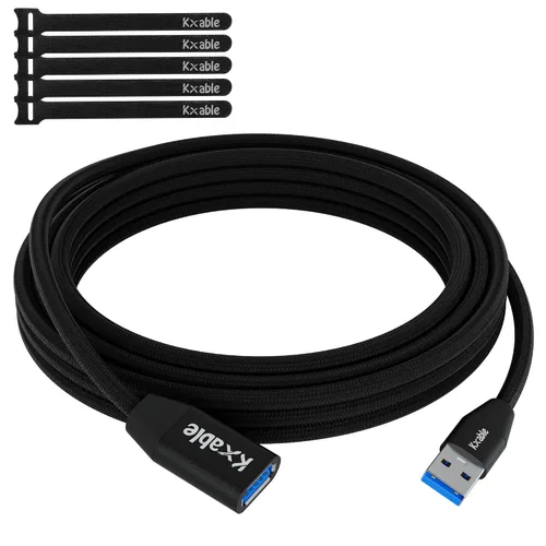 Vista 13 de Cable de extensión USB 3.0 de 1 pie (paquete de 2), cable extensor tipo A macho a hembra, trenzado de nailon, transferencia de datos de 5 Gbps