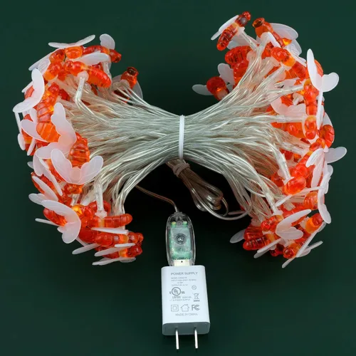 Vista 6 de Guirnalda de 100 luces de abeja alimentadas por USB, 50 pies de luz LED decorativa Cable transparente, bombillas LED blancas cálidas, premontadas
