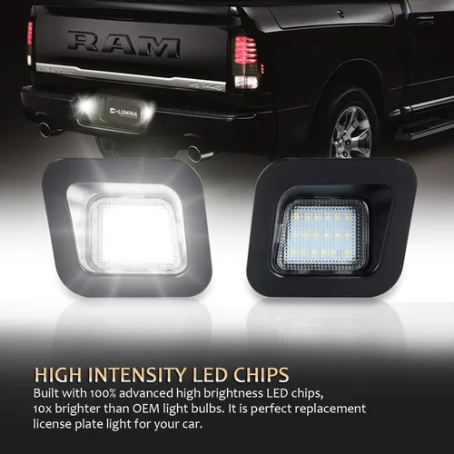 Vista 8 de D-Lumina Conjunto de luces LED para matrícula, lente transparente compatible con Dodge Ram 1500 2500 3500 2003-2018, luz de etiqueta de parachoques