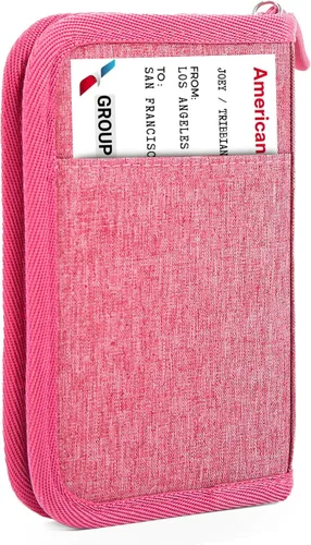 Vista 11 de Cartera de pasaporte para la familia con RFID, organizador de documentos de viaje, impermeable para mujeres, billetera de pasaporte portátil