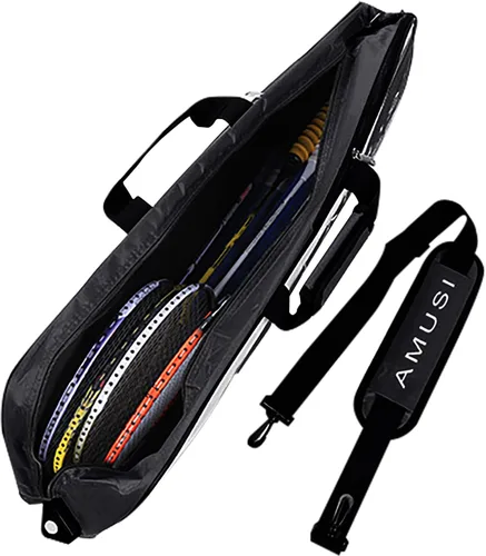 Vista 3 de Bolsa de raqueta de bádminton de tenis con capacidad para 3 – 4 unidades, con compartimento para zapatos y bolsillo lateral para hombres y mujeres