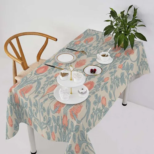 Vista 89 de Mantel Floral Retro de Pájaros, Diseño Original Bohemio William Morris Estampado Cubierta de Mesa para Hogar Picnic Fiesta Comedor Cocina William
