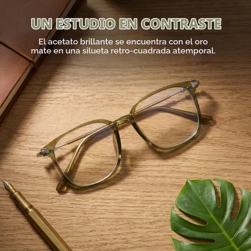 Vista 5 de Shiratori Square Blue Light Blocking Glasses for Women Men, Lightweight Frame Anti Eyestrain Computer Glasses Verde