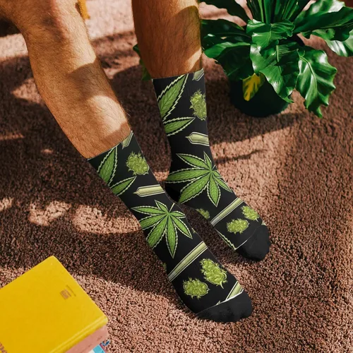 Vista 4 de Calcetines Kawaii Weed Leaf Calcetines de botas para hombre