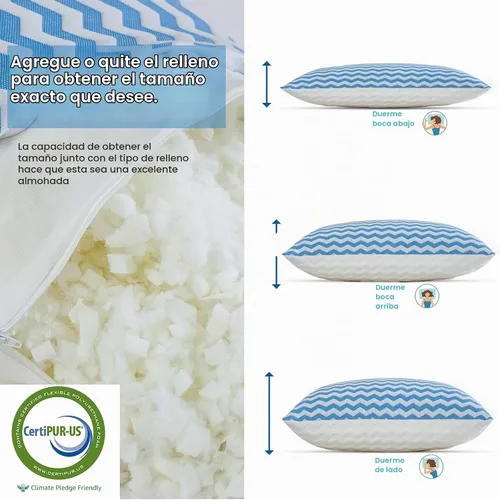 Vista 3 de Juego de 2 almohadas de tamaño estándar - Juego de 2 almohadas estándar - Almohada firme ajustable para dormir de espalda y de lado - Almohada