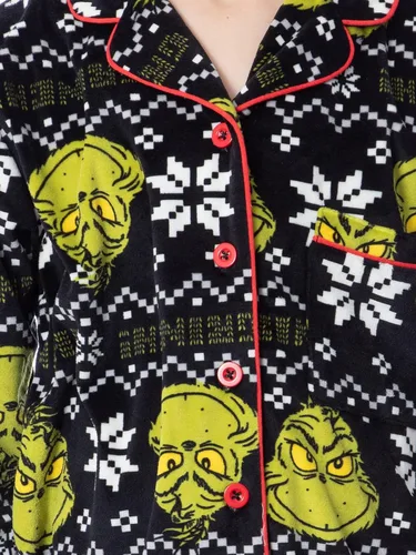 Vista 3 de Dr. Seuss The Grinch Who Stole Christmas - Conjunto de pijama familiar a juego para hombres, mujeres, niños, niños pequeños, Negro