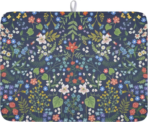 Vista 26 de Alfombrilla de secado de platos para encimera de cocina pequeña absorbente de café de otoño Alfombrilla de secado de microfibra de bosque de otoño