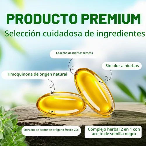Vista 3 de Aceite de Orégano y Aceite de Semilla Negra Softgels 300