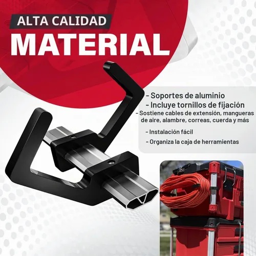 Vista 3 de Soporte para cable de extensión Packout para sistema Alpha Rail Compatible con Milwaukee Packout Tool Box - Se ajusta a organizadores Packout