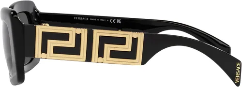 Vista 2 de Versace Lentes de sol para mujer, montura negra, lentes gris oscuro, 2.126in