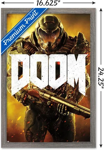 Vista 3 de Doom - Póster de pared marino, 22.4 pulgadas de largo x 14.7 pulgadas, versión enmarcada en madera de granero