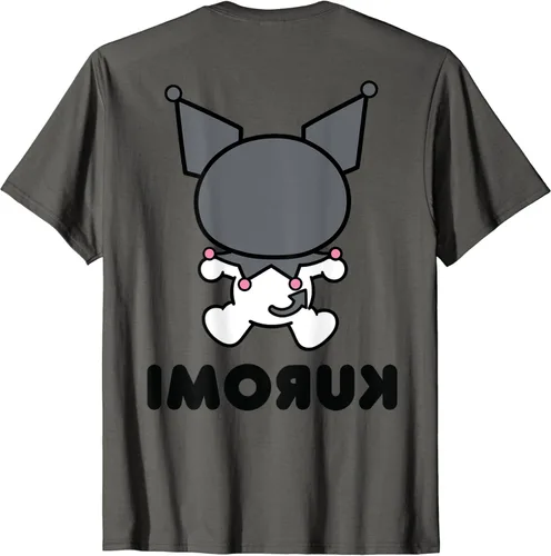 Vista 2 de Camiseta de personaje Kuromi con parte delantera y trasera, gris, S