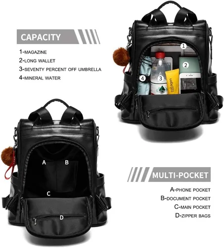 Vista 4 de CHERUTY Women Backpack Purse PU Leather Anti-theft Casual Shoulder Bag Fashion Ladies Satchel Bags