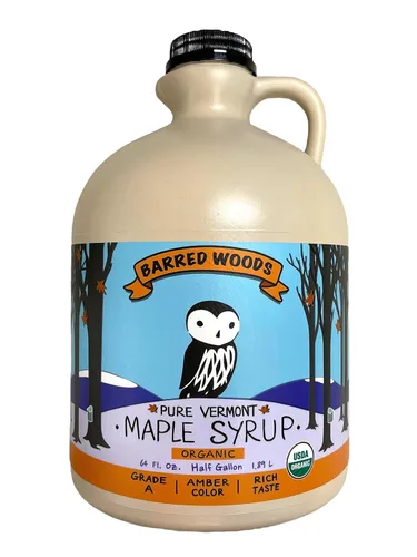 Vista 7 de Jarabe de arce orgánico Vermont – puro y totalmente natural – jarra de una pinta (16 onzas) – Grado A Ámbar rico – De Barred Woods Maple