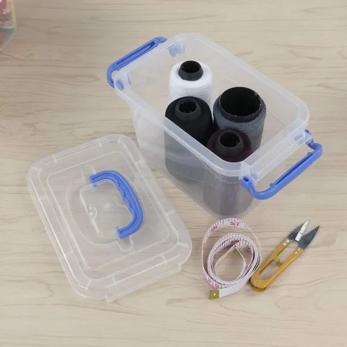 Vista 6 de Mini contenedor de plástico de 2 L, caja de almacenamiento transparente, juego de 6